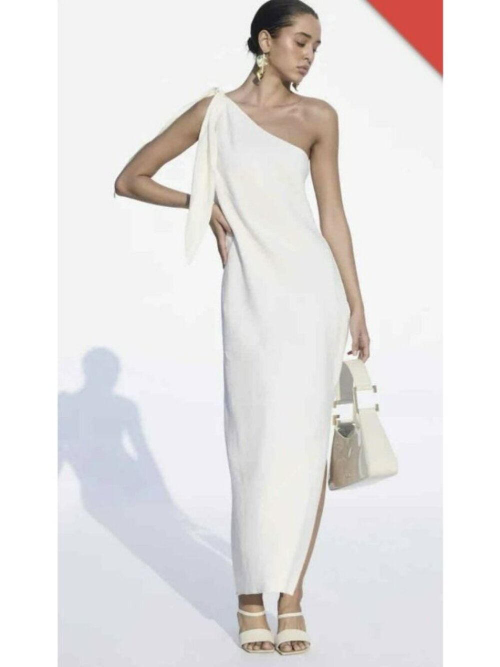 Cult Gaia Kamila One-Shoulder Maxi Dress In Off-White Linen Blend New